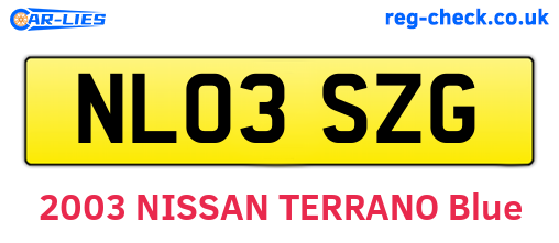 NL03SZG are the vehicle registration plates.