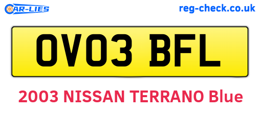 OV03BFL are the vehicle registration plates.