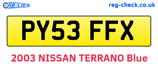 PY53FFX are the vehicle registration plates.