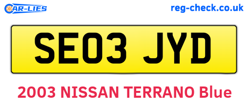 SE03JYD are the vehicle registration plates.