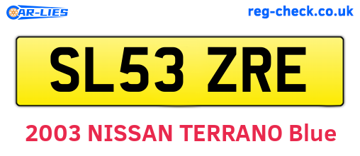 SL53ZRE are the vehicle registration plates.