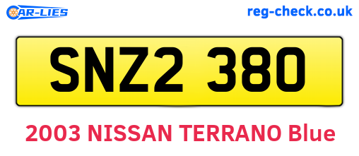 SNZ2380 are the vehicle registration plates.