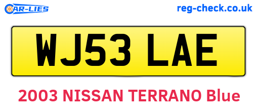WJ53LAE are the vehicle registration plates.
