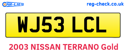 WJ53LCL are the vehicle registration plates.
