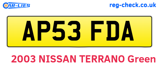 AP53FDA are the vehicle registration plates.