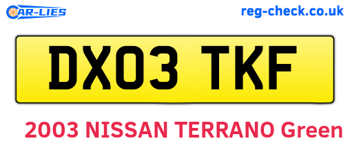 DX03TKF are the vehicle registration plates.
