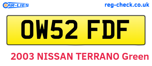 OW52FDF are the vehicle registration plates.