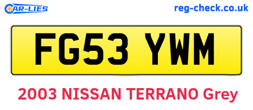 FG53YWM are the vehicle registration plates.