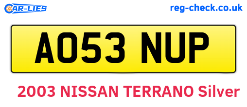 AO53NUP are the vehicle registration plates.