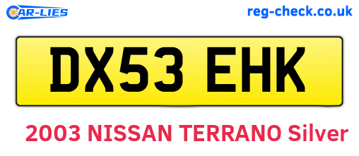 DX53EHK are the vehicle registration plates.