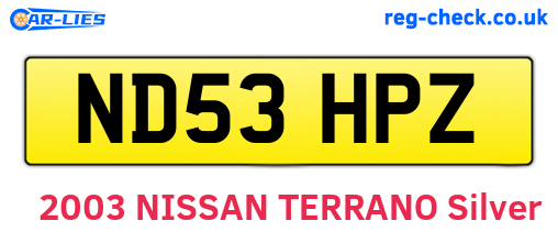 ND53HPZ are the vehicle registration plates.