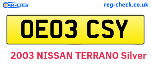 OE03CSY are the vehicle registration plates.