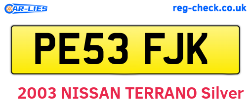 PE53FJK are the vehicle registration plates.