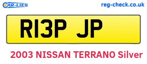 R13PJP are the vehicle registration plates.