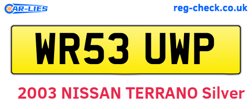WR53UWP are the vehicle registration plates.