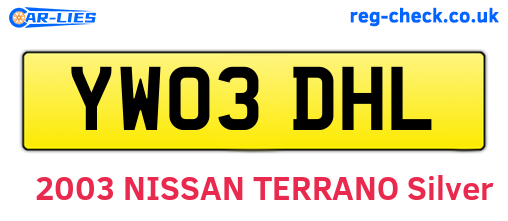 YW03DHL are the vehicle registration plates.