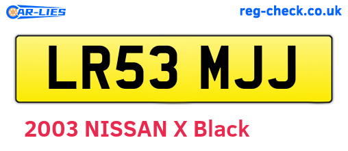 LR53MJJ are the vehicle registration plates.