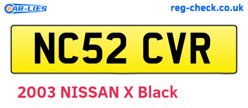NC52CVR are the vehicle registration plates.