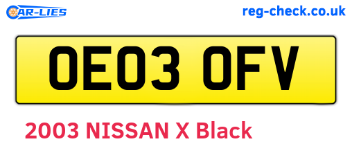 OE03OFV are the vehicle registration plates.
