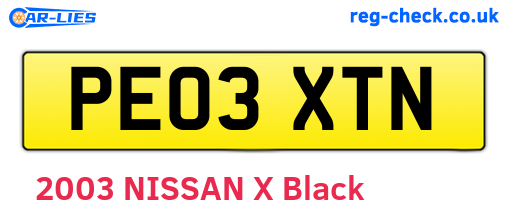PE03XTN are the vehicle registration plates.