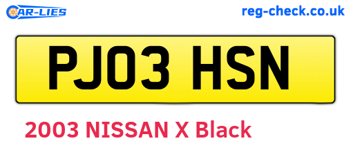 PJ03HSN are the vehicle registration plates.
