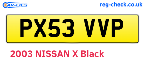 PX53VVP are the vehicle registration plates.