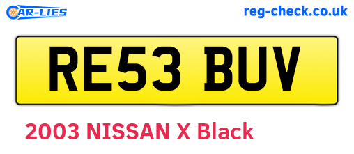 RE53BUV are the vehicle registration plates.