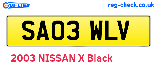 SA03WLV are the vehicle registration plates.