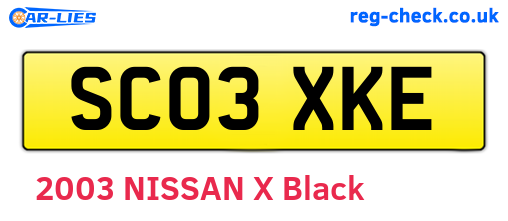 SC03XKE are the vehicle registration plates.