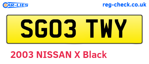 SG03TWY are the vehicle registration plates.