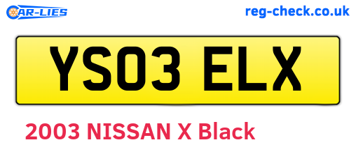 YS03ELX are the vehicle registration plates.