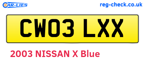 CW03LXX are the vehicle registration plates.