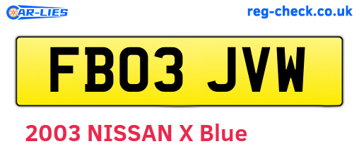 FB03JVW are the vehicle registration plates.