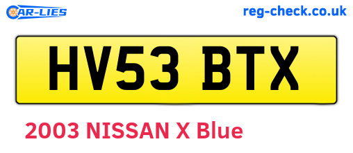 HV53BTX are the vehicle registration plates.