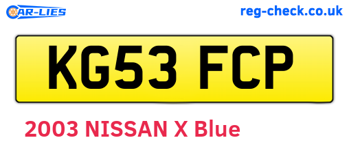 KG53FCP are the vehicle registration plates.