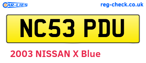 NC53PDU are the vehicle registration plates.