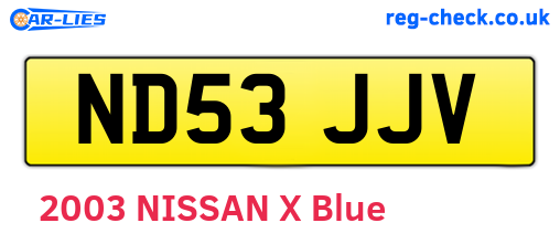 ND53JJV are the vehicle registration plates.