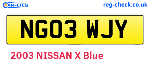NG03WJY are the vehicle registration plates.
