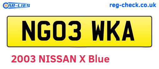 NG03WKA are the vehicle registration plates.
