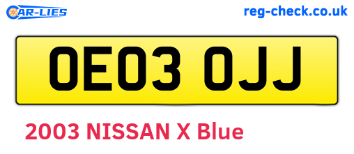 OE03OJJ are the vehicle registration plates.