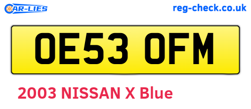 OE53OFM are the vehicle registration plates.
