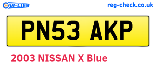 PN53AKP are the vehicle registration plates.