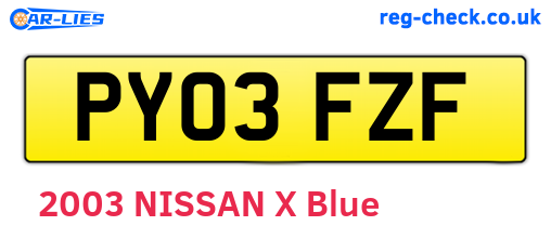 PY03FZF are the vehicle registration plates.