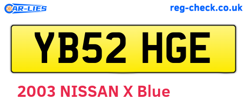 YB52HGE are the vehicle registration plates.
