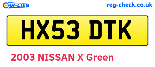 HX53DTK are the vehicle registration plates.