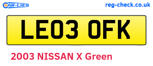 LE03OFK are the vehicle registration plates.