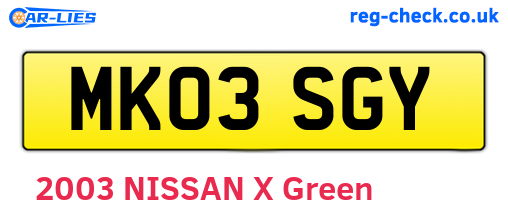 MK03SGY are the vehicle registration plates.