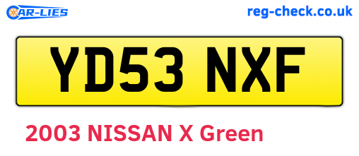 YD53NXF are the vehicle registration plates.