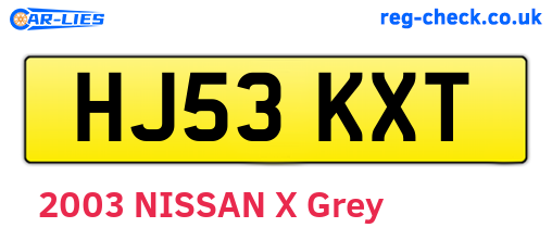 HJ53KXT are the vehicle registration plates.