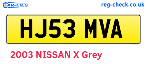 HJ53MVA are the vehicle registration plates.